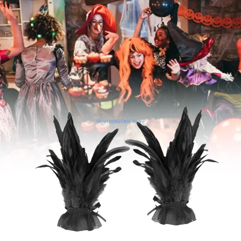 N7YF أكمام ذراع الهالوين قابلة لإعادة الاستخدام من الريش لملابس الحفلات والتصوير الفوتوغرافي الإبداعي #3
