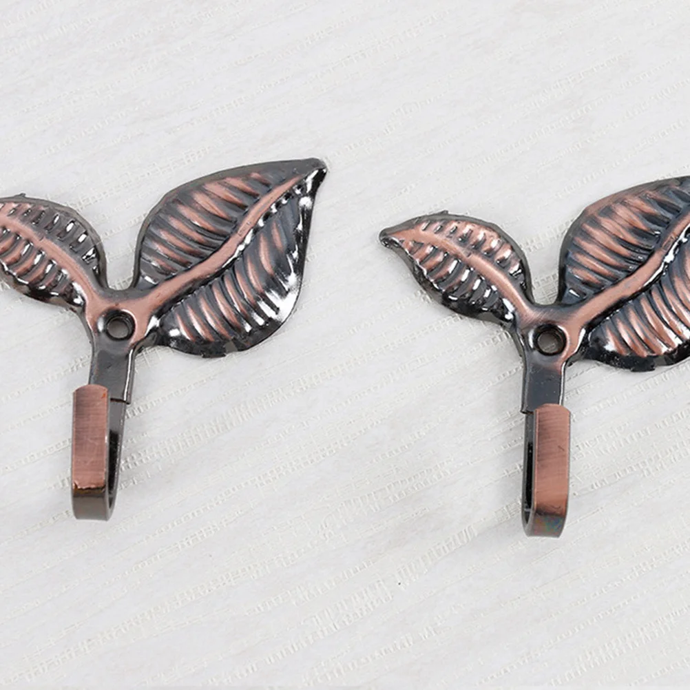 

4Pcs Leaf Curtain Wall Hooks Classic European Style Metal Curtain Holders Decorative Hooks for Curtains Clothes Hats
