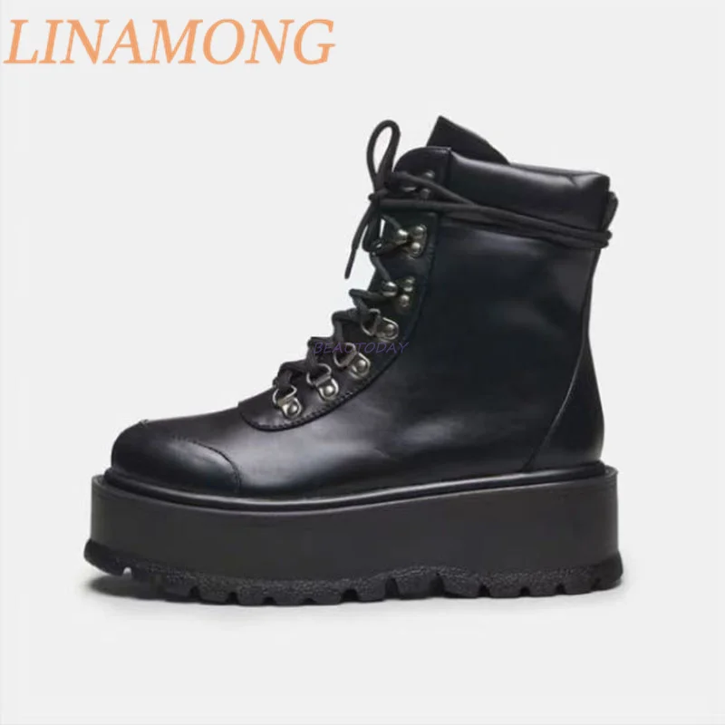 Customized Thick Soled Ankle Boots Fashionable Minimalist Style Featuring Rivets, Side Zippers A Sleeve  Ultra High Boots