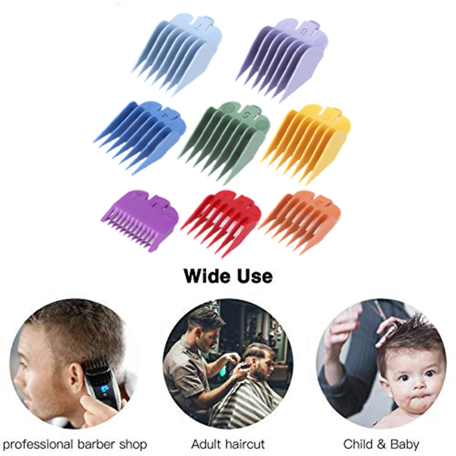 Professional Hair Clipper Replacement Sheath 8 Colors&Size Limit Comb Accessory Guide Comb, Suitable for Wahl Trimmers