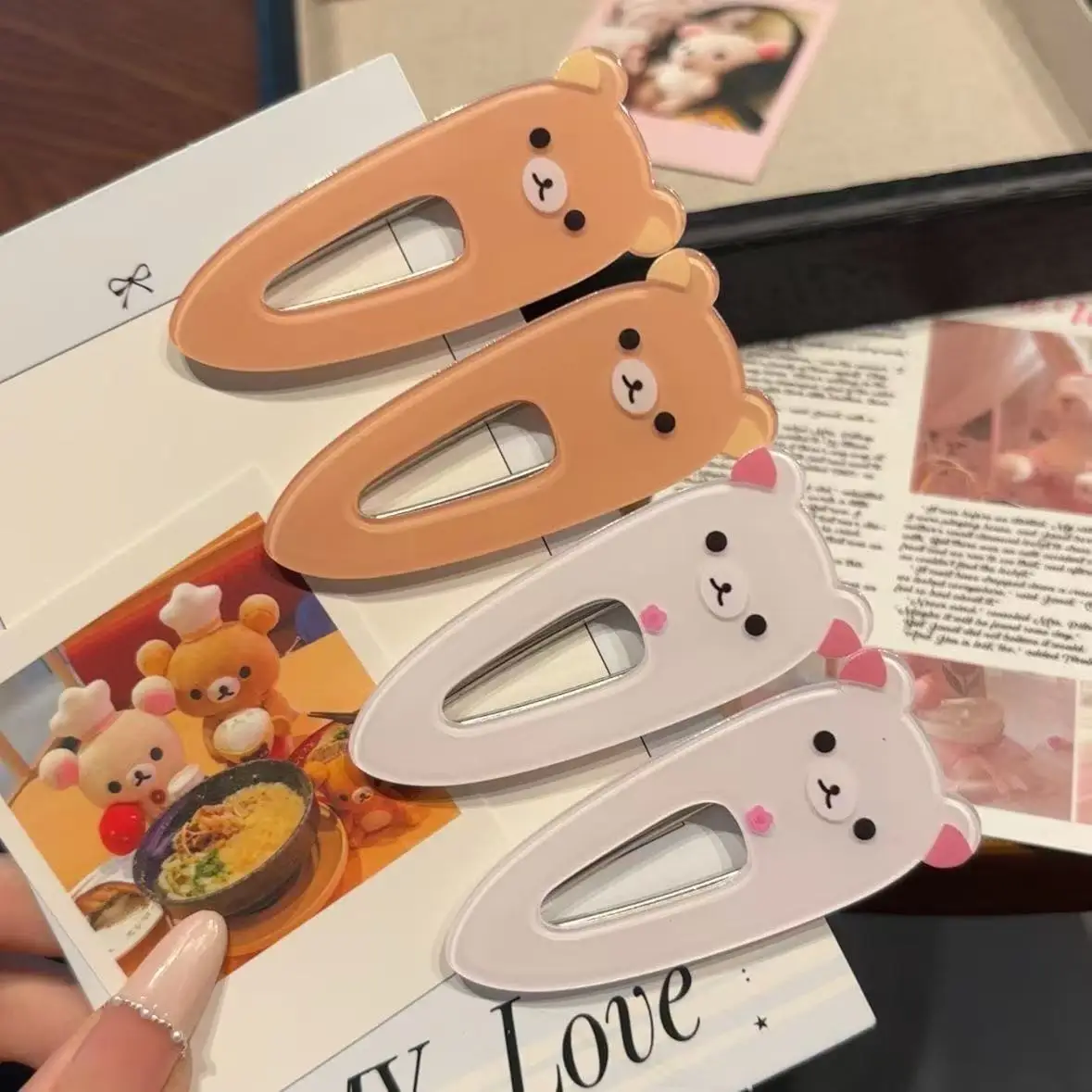 Kawaii Cartoon Bear Alligator Clip Cute Relax Bear Hairpin Fashion Hair Styling Accessories