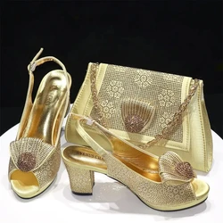 Doershow Italian Shoes And Bag Sets For Evening Party With Stones Italian Leather Handbags Match Bags!  HRE1-16