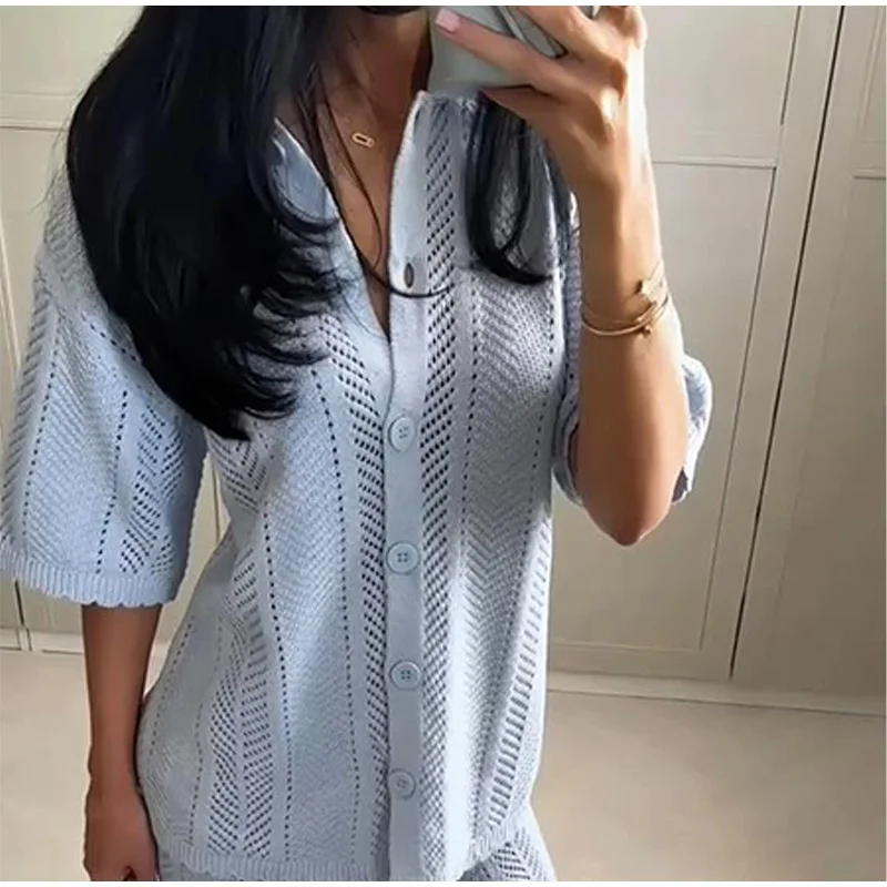 

YY26169 ZA25 Summer New Women's Fashion Casual Versatile Breathable Shirt Short Sleeve Top