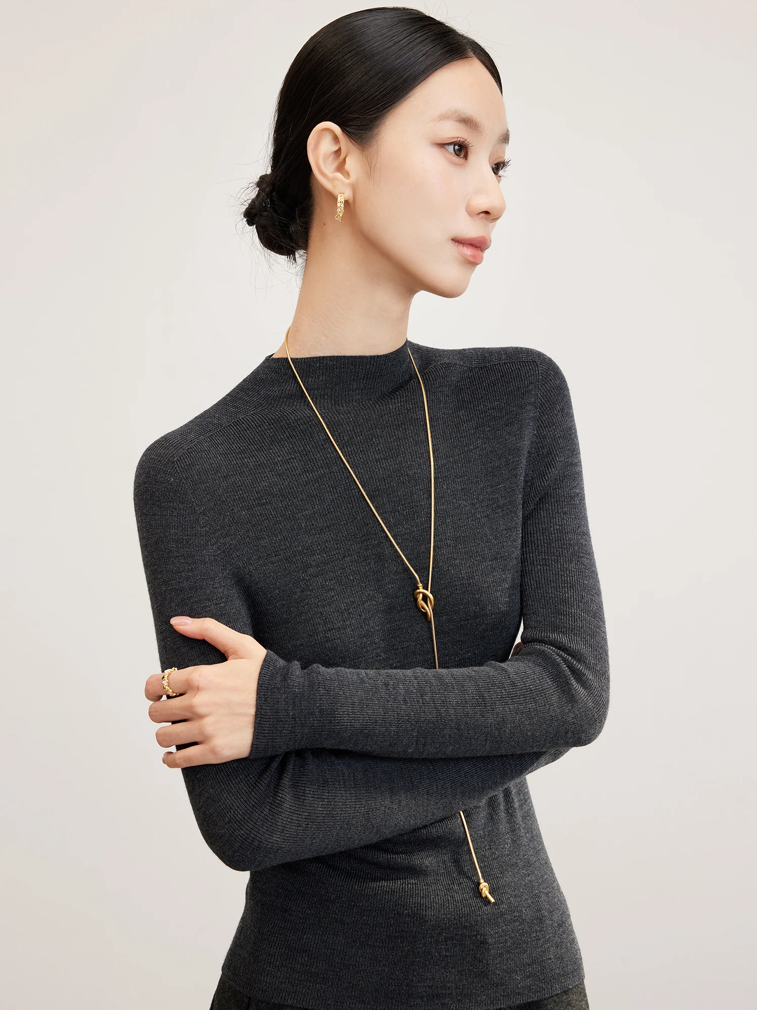 

Ji Qirui Xi 00% Wool Knitted Yangzi Yarn Sl Inteated f High Collar Knitted Base irt Soft Warm Commute Suitable