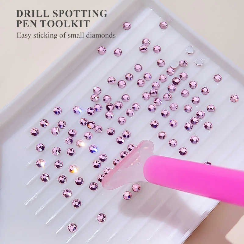 3/10PCS Rhinestone Picker Set Double Ended Rhinestone Pen Applicator With Adhesive Wax Plastic Storage Tray Diamonds Nail Tools
