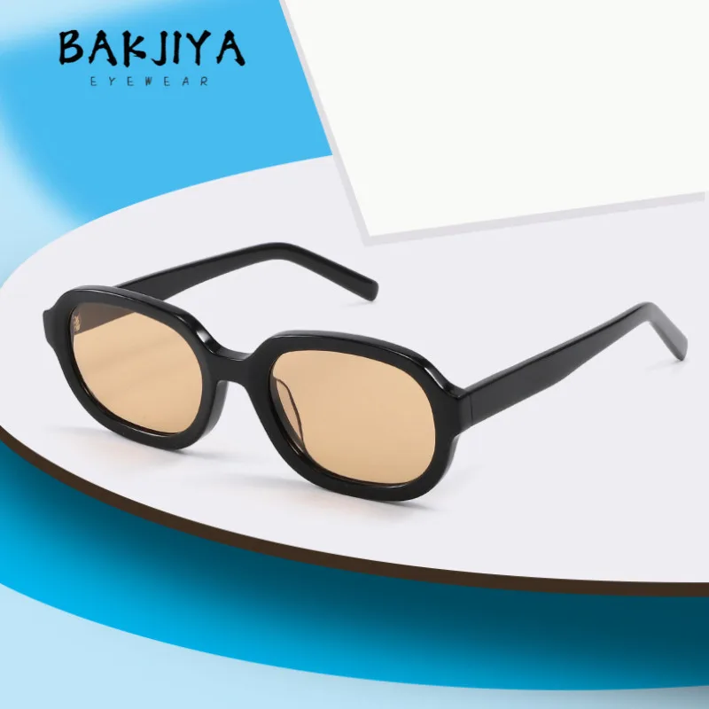 

BAKJIYA Korean Style Fashion High Quality Acetate Sunglasses Designer Oval Men Women Outdoor Sunscreen UV400 Travel Sun Glasses