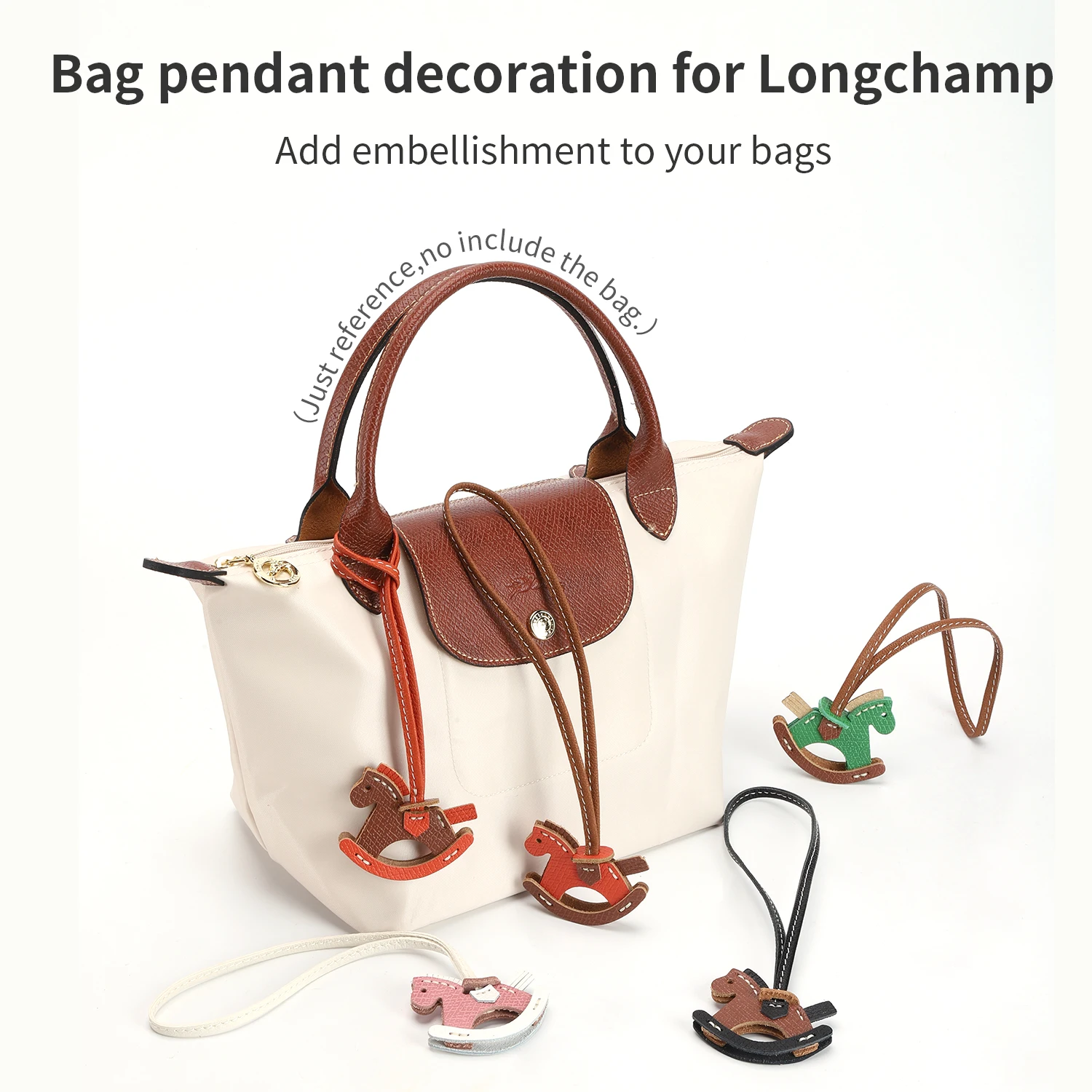 WUTA Ledertaschen-Charm, Pferdetaschen-Anhänger, Umhängeband, Pony, hängendes Tierornament, süßes Geschenk für Longchamp-Tasche, DIY-Taschenzubehör