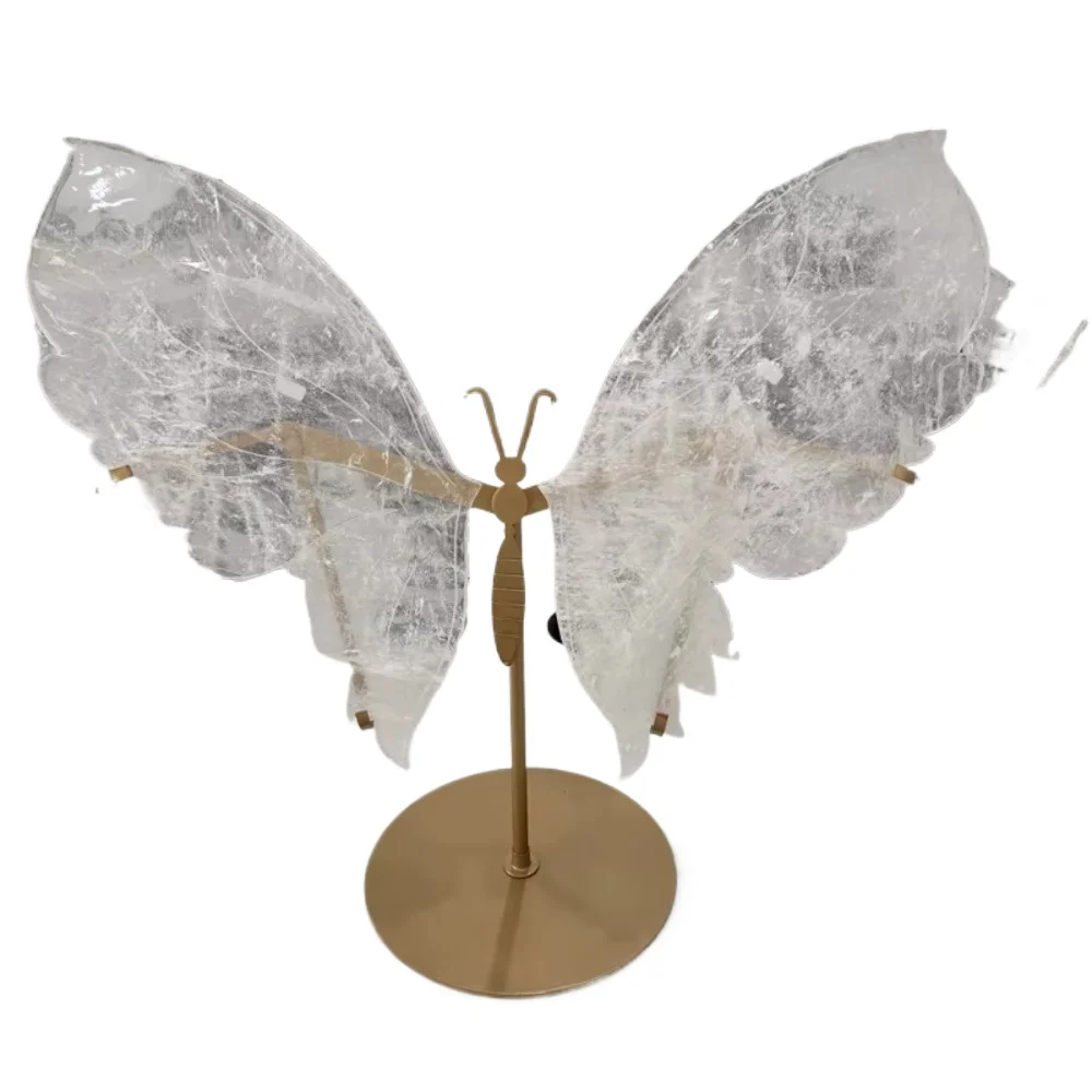 Handmade transparent quartz carvings, high-quality wing crystals, butterfly wings, healing decorations