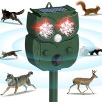 Owl Shape Ultrasonic Animal Repellant Solar Powered Infrared Sensor Solar Animal Repeller 14 LEDs Rechargeable