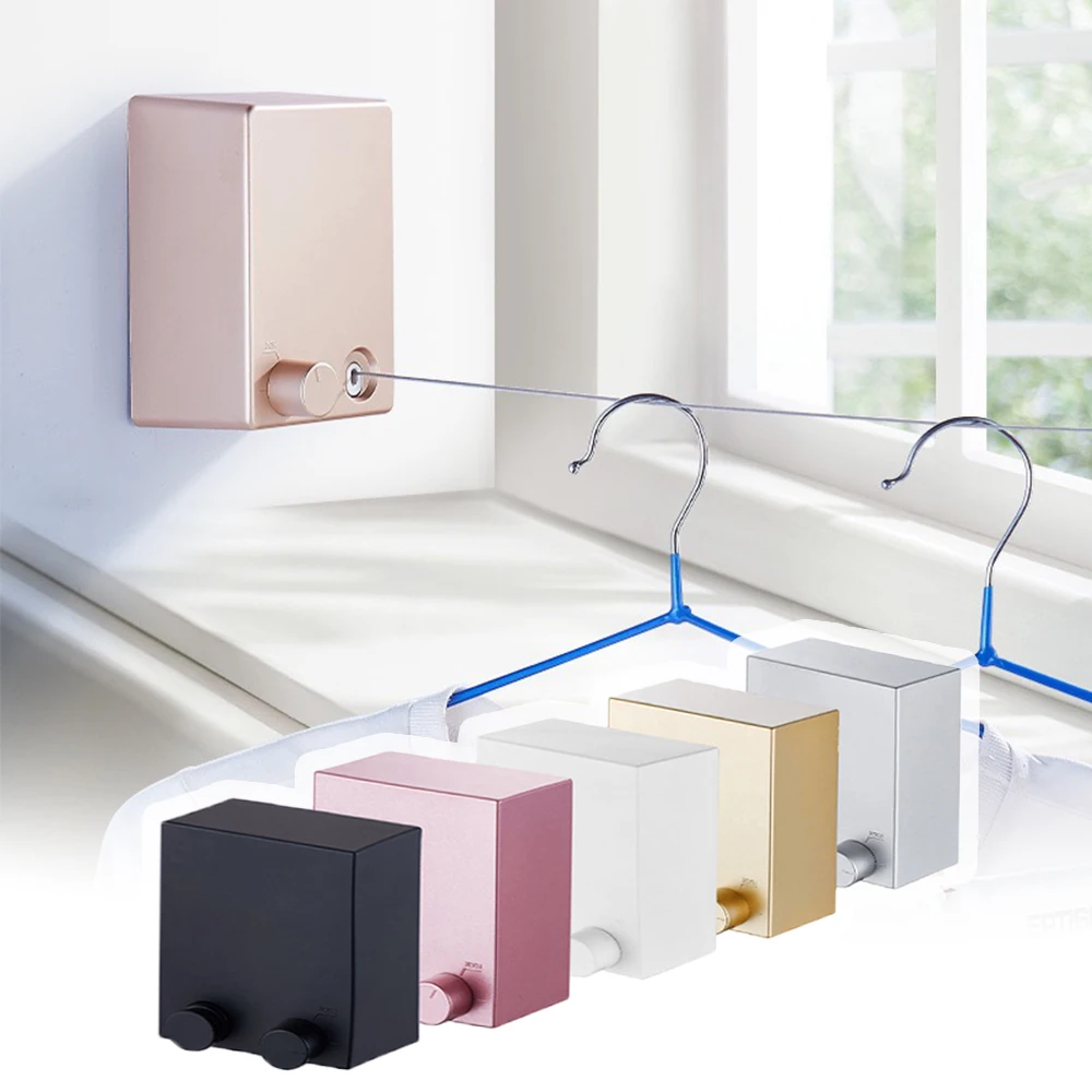 

Retractable Clothes Drying Line Home Storage Hanger Stainless Steel Clotheslines Clothes Rope Dryer Organiser Laundry Hanger
