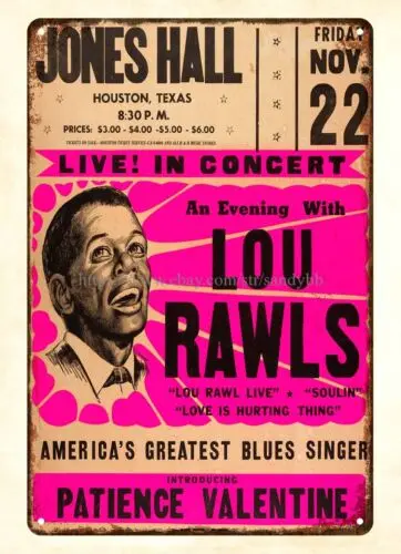 buy art posters 1968 Lou Rawls Jones Hall Concert Poster metal tin sign