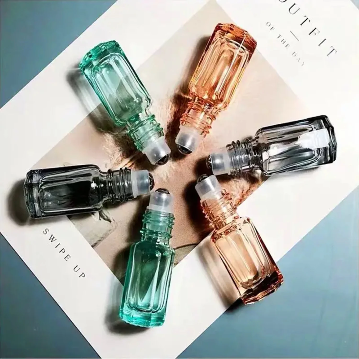 3 stuks draagbare glazen rolflessen voor cosmetische reisopslag