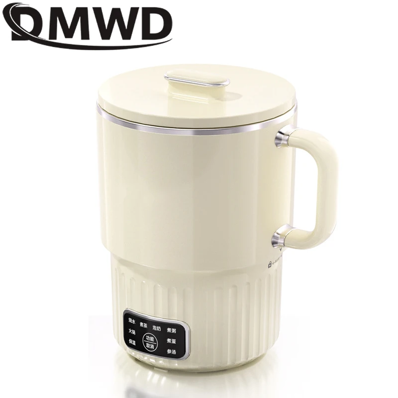 DMWD Mini Foldable Electric Kettle 800ML Stainless Steel Water Heater Cup Portable Travel Kettle Handheld Electric Cook Pot