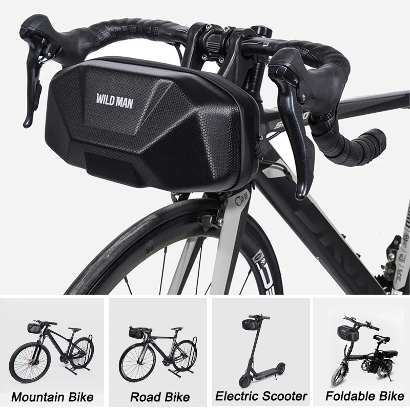 WILD MAN Waterproof Bicycle Handlebar Bag Big Capacity Front Tube Cycling Bag EVA Hard Shell Bike Head Bag Mtb Accessories 3.5 L