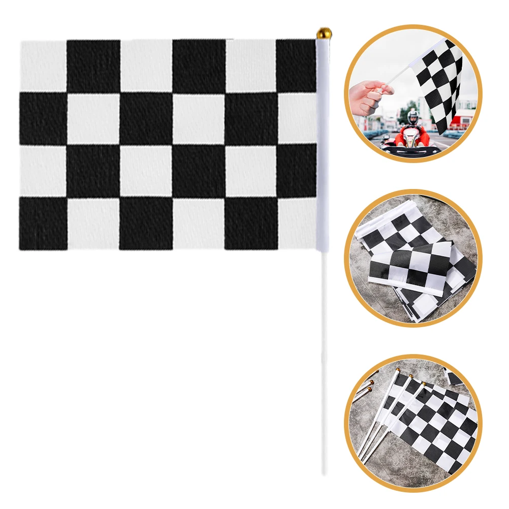

10 Pcs Track Flag Checkered Race Flags Racing Decoration Non-woven Fabric