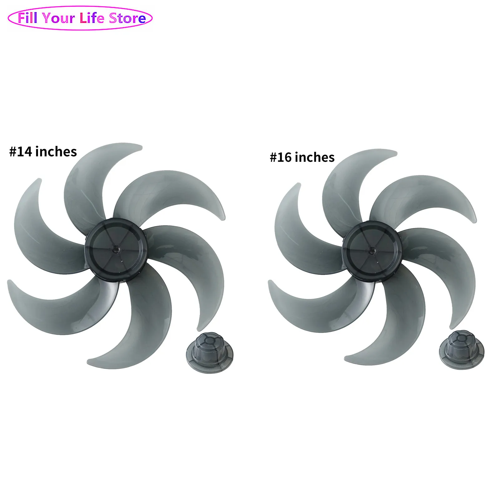 

14/16 Inch 5/6 Leaves Plastic Household Fan Blades with Nut Cover for Standing Pedestal Fan Table Fanner General Accessories