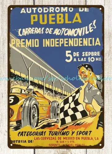 1950s Carreras de Automoviles Premio Independencia motor race metal tin sign