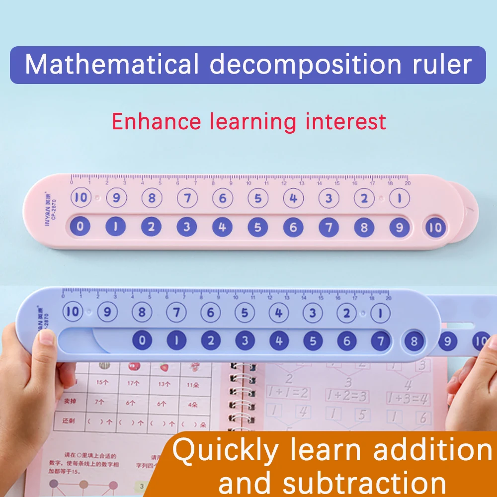 Mathe-Lernlineal für Schüler, Lehrmittel zum Erlernen von Addition und Subtraktion, Rechenhilfe