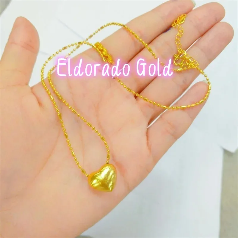 

Золотое колье Eldorado Gold Eldorado 2025: высококачественное ювелирное украшение из настоящего золота 999 пробы, 24K, с подвеской в форме сердца, для женщин