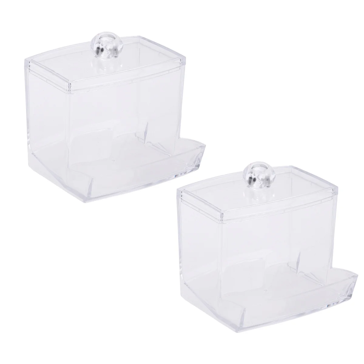 

2Pcs Cotton Storage Box Transparent Plastic Canister for Makeup Lips Eyeliner Pens Organizer Desktop Holder Clear Swab