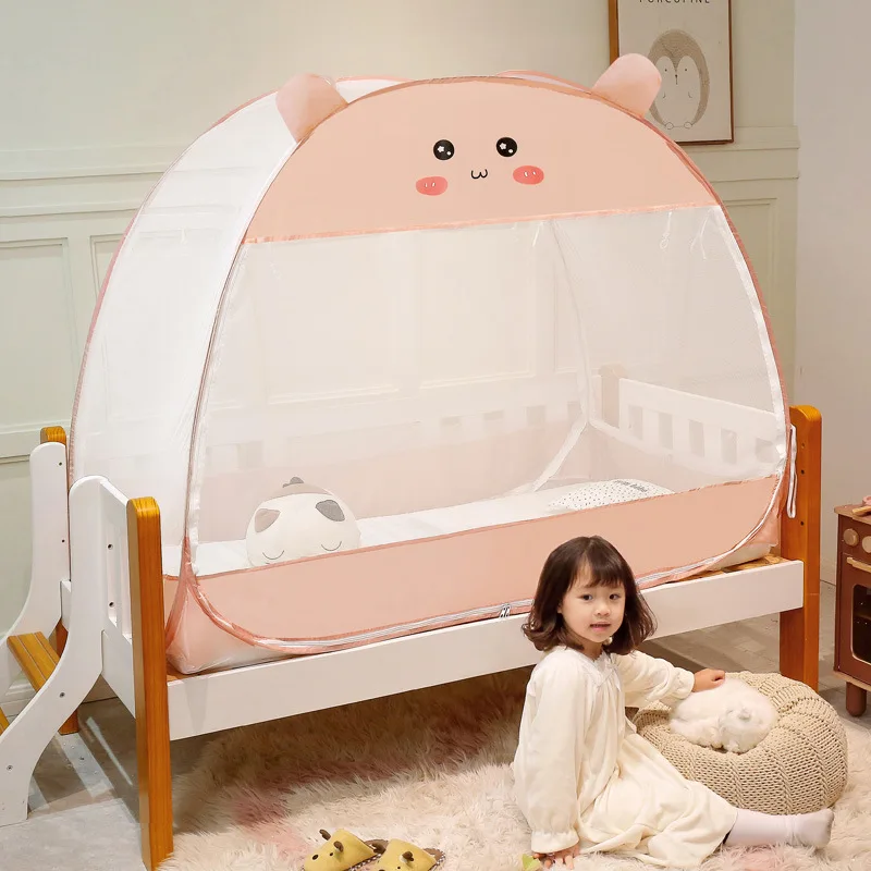 Children Cartoon Solid Color Yurt Mosquito Net Free Installation Universal Baby Mosquito Net Cute Baby Girl Bedroom Mosquito Net