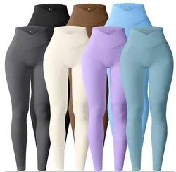 OQQ Pantaloni fitness a vita V di vendita caldi Leggings da allenamento per donna con sollevamento dei glutei