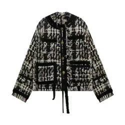 2025 Spring Autumn New Campus Wind Heavy Industry Black Gold Braided Fringe Advanced Sense of Small Fragrant Wind Female Coat