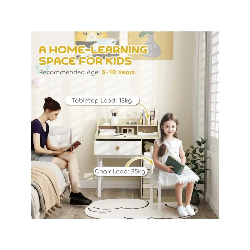 Kids Desk Chair Set - Adjustable Study Furniture for Children - Perfect for Homework, Reading, and Creative Activities