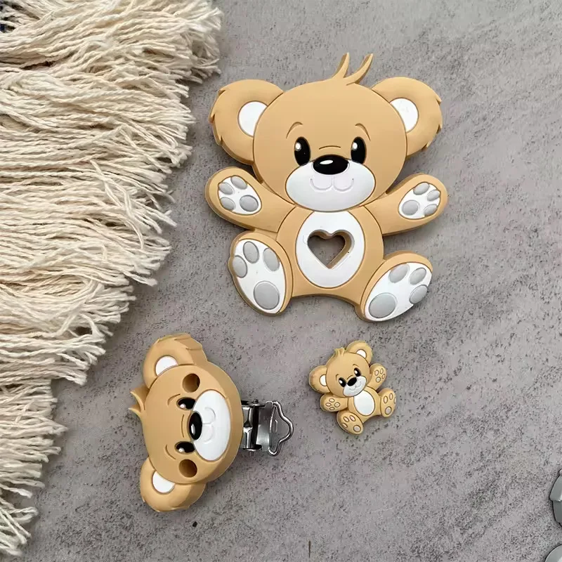 2/5PCS Silicone Beads BPA Free Baby Teether Animal Newborn Teething Toy DIY Pacifier Chain Necklace Accessories