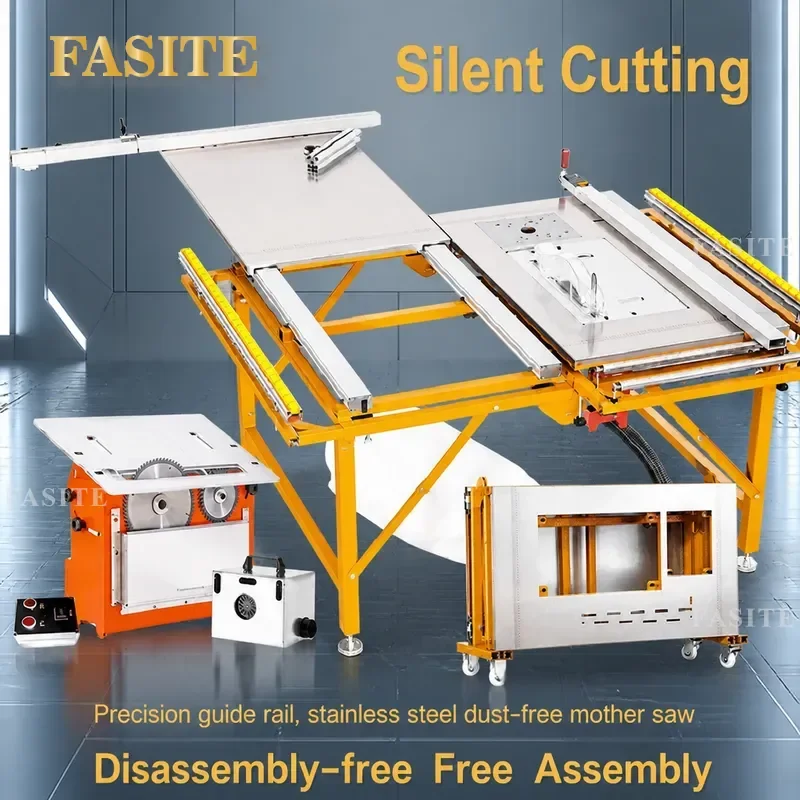 For Woodworking Table Saw Brushless Silent Dust Free Precision Slider Lifting One Key Fine Tuning All In One Machine