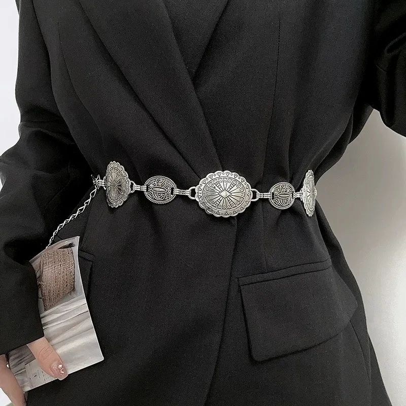 Belt for women 2024 new item, niche design, decorative waist chain, versatile retro matching, dress, jeans, belt