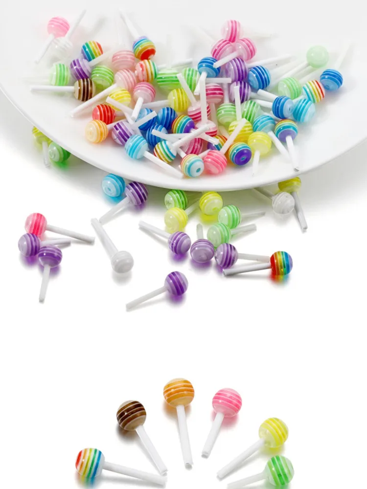 50 sztuk/partia Lollipop żywicy epoksydowej wypełniacz Heathered akrylowe cukierki wypełnienie do dekoracji biżuterii rzemiosło making Nail Art Patch — zdjęcie 2