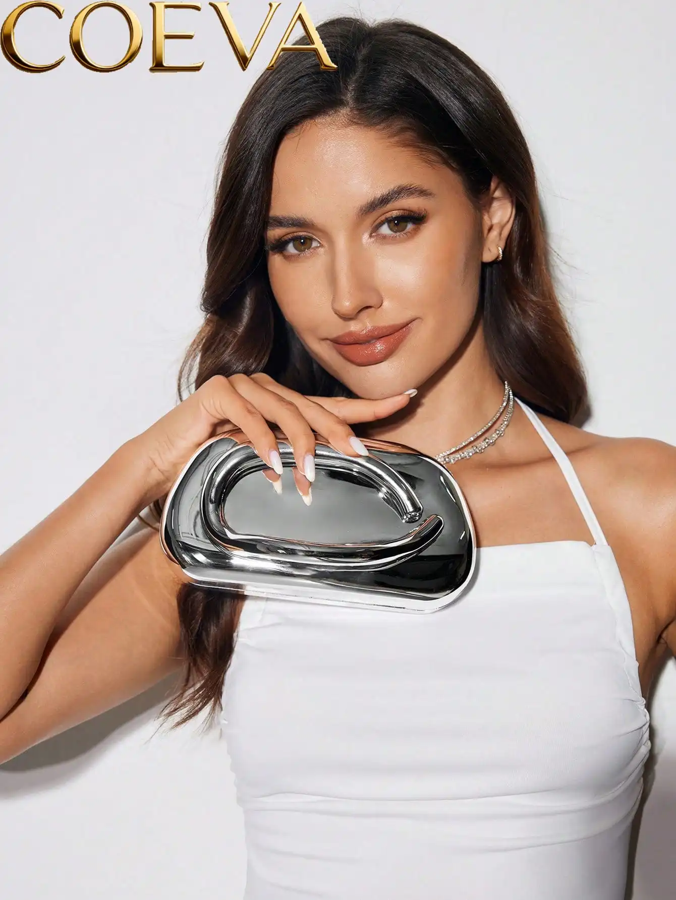 Elegant Metallic Gold Bridal Clutch - Perfect for Weddings/Galas with Sequin Evening Dresses