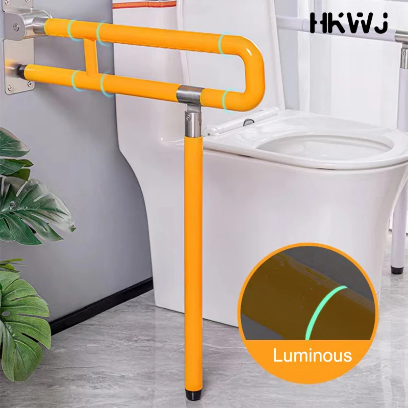 

Folding Stainless Steel Toilet Safety Handrail Wall Mounted Luminous Bathroom Handrail For Elderly Disabled Handrail Handle