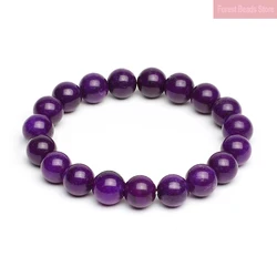 Natural Stone Beads Purple Chalcedony Elastic Rope Bracelet Handmade Yoga Mala Jewelry Healing For Women Men Jewelry 6/8/10/12mm