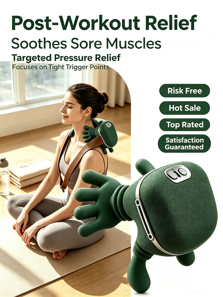 Neck and Shoulder Massager Electric Deep Kneading Simulated Hand Muscle Pain Relief for Home Office Travel Portable