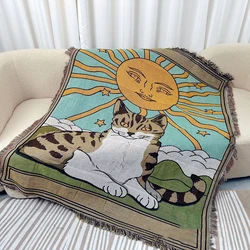 Vintage Jacquard Woven Sum God Sofa Throw Blanket Universal Sofa Cover Nordic Star Thread Aesthetics Tapestry Leisure Bedspread