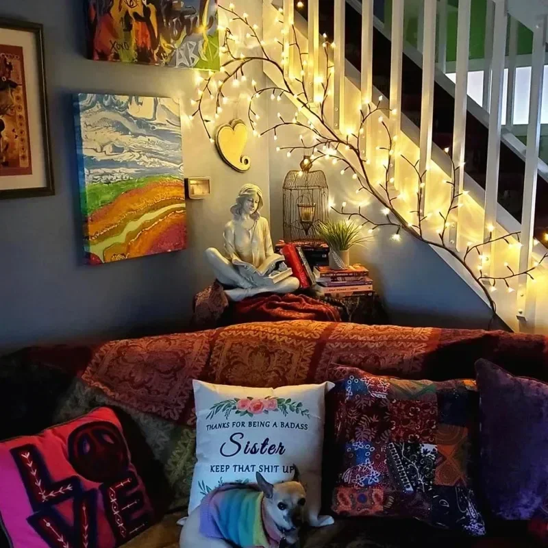 USB 96/144LED Tree Branch Wall Lamp, 8-Mode Willow Vine Light Strip for Bedroom Living Room Decor