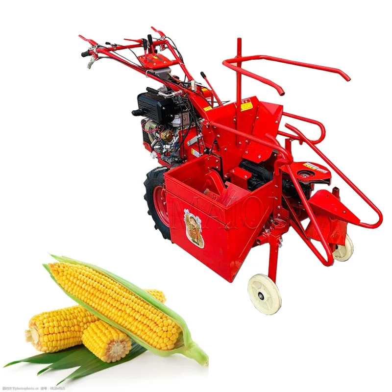 Corn harvester table fully automatic straw crusher diesel small walk-behind tractor single-row header harvester