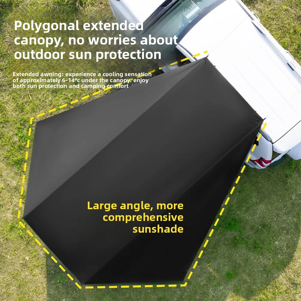 Toldo lateral para SUV, para viajes en auto, con ventosas, protección solar, vinilo plateado, para camping al aire libre, tienda de campaña trasera.