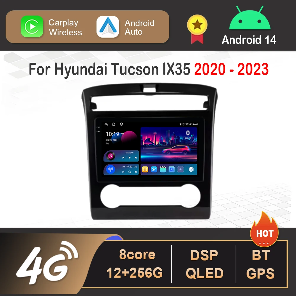 

Android 14 Car Video Player Multimedia 9 '' for Hyundai Tucson IX35 2020 - 2023 GPS Navi 4G WiFi Cooling Fan QLED Screen