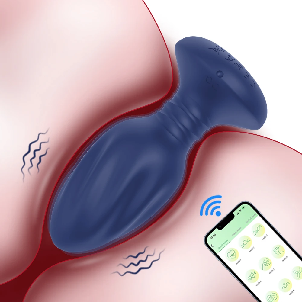 男性のための振動アナルプラグ、お尻プラグ前立腺、マッサージャー、Bluetooth男性マスターベーター、大人のためのゲイの大人のおもちゃ、アプリ