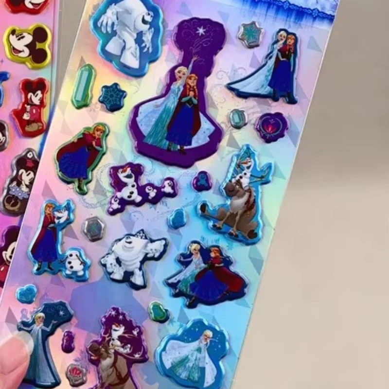 Disney Frozen Elsa Anna Olaf Metal Three-Dimensional Bubble Sticker Diy Phone Case Computer Water Cup Camera Girl Christmas Gift