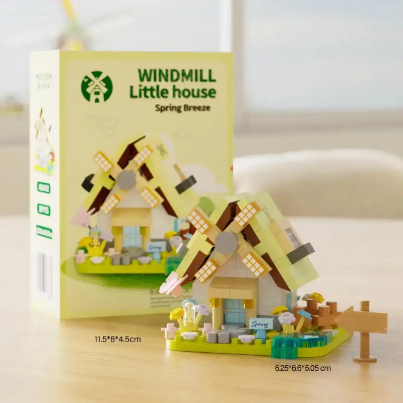 Zestaw klocków do budowy wiatraka DIY Zabawki dla dzieci Model architektury ulicznej Edukacyjne klocki do składania Dekoracyjne prezenty do domu
