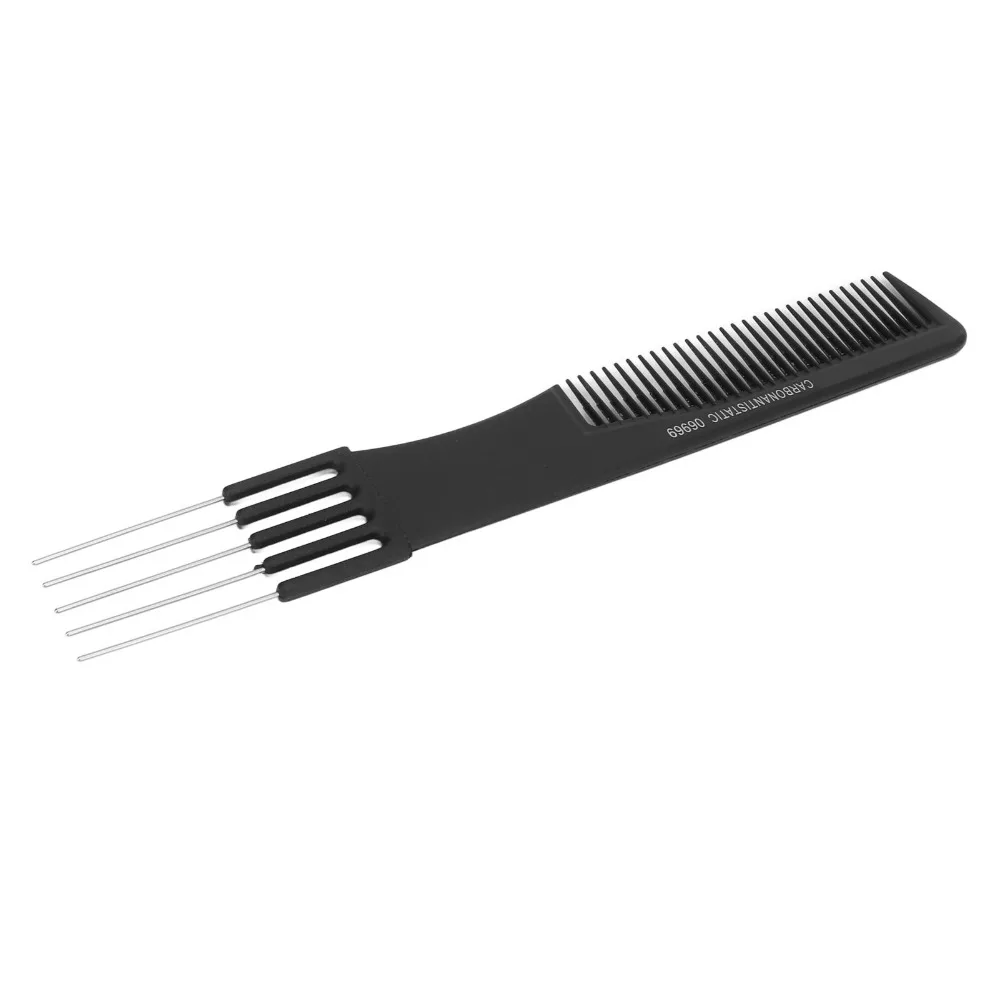 10pcs Metal Carbon Lift Teasing Combs Black Color Fine Teeth Design Hairdressing Tools Professional 19.5cm Length