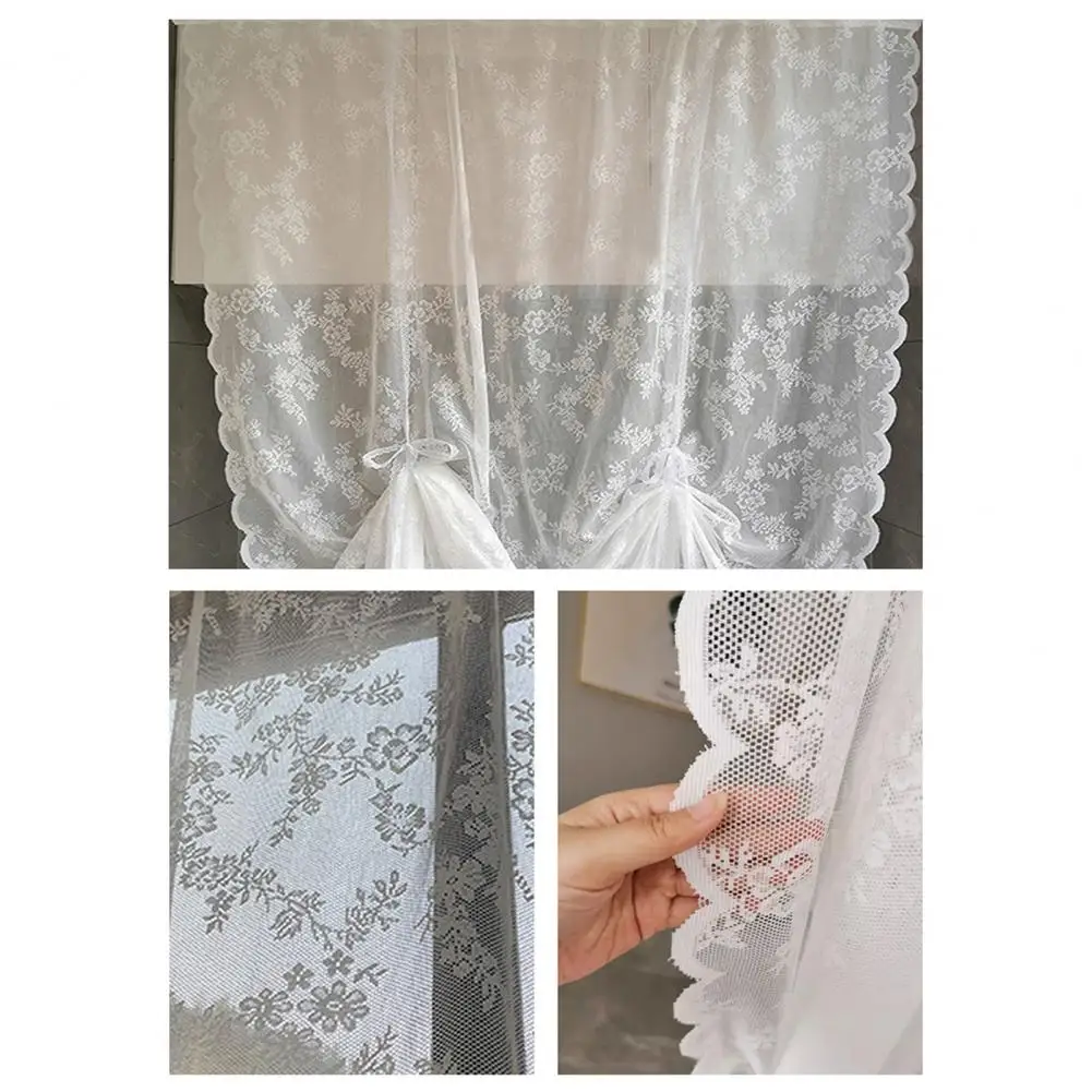 Washable  Attractive Window Short Lace Sheer Curtain Tear Resistant Tulle Curtain Good Air Permeability   Home Supplies