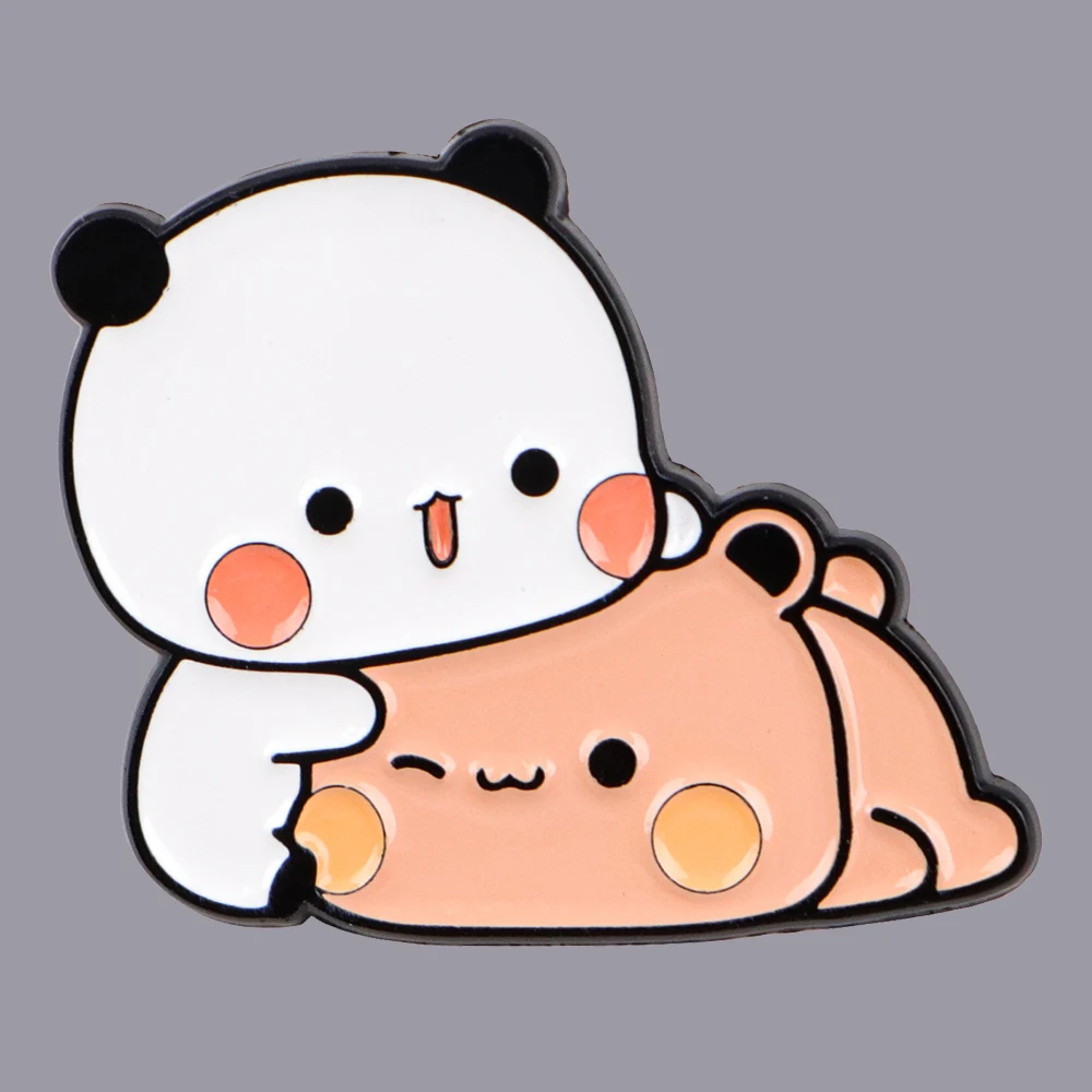 Kawaii Bubu and Dudu Enamel Pin Cute Bear White Panda Couple Brooches Backpack Accessories Bags Lapel Jewelry Fan Love Gifts