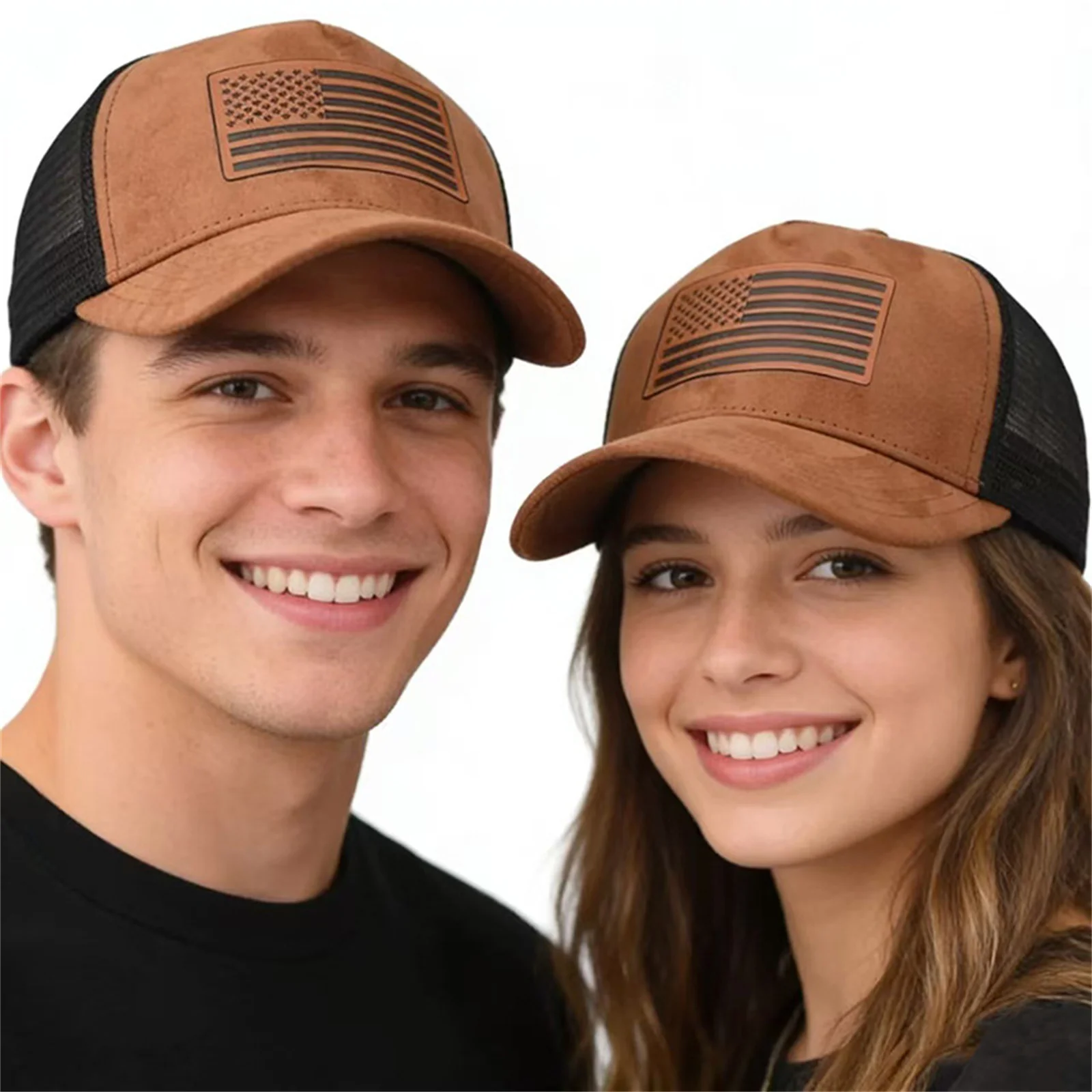 American Flag Baseball Cap Suede Independence Day Outdoor Duckbill Cap With Sun Protection And Breathable Mesh Fabric Adjustable