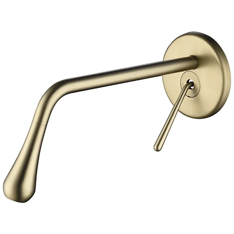 

Rose Gold Wall Mounted Sink Mixer Tap Hot Cold Lavatory Crane Tap In-Wall Water Drop Faucet Brushed Gold