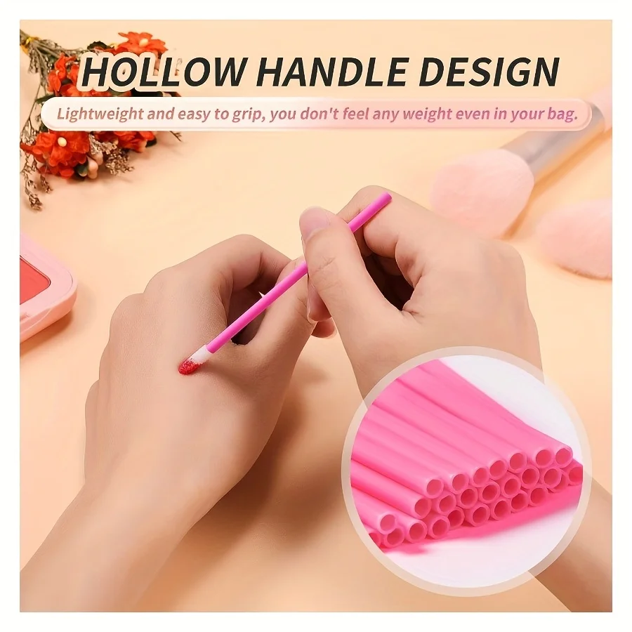 500本使い捨てリップブラシ - ラテックスフリーのリップスティックアプリケーター、精密チップ付き、サロン＆家庭用リップグロスワンド